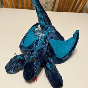 Mystical Blue Three-Headed Dragon Plush